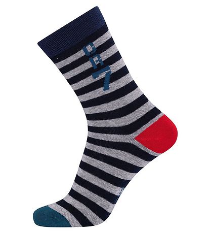 Ronaldo Socks - 3-Pack - Grey Melange/Black w. Stripes