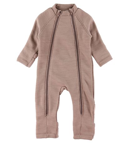 Smallstuff Pramsuit w. Zippers - Wool - Soft Powder