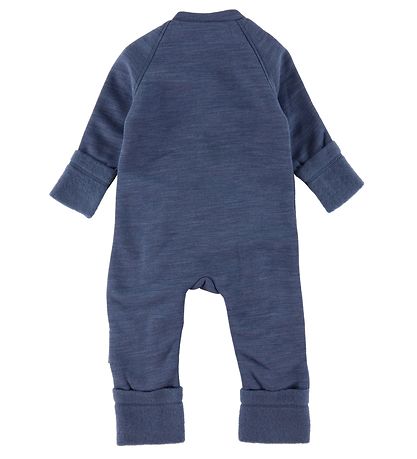 Smallstuff Pramsuit w. Zippers - Wool - Demin Melange