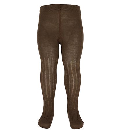 Minymo Tights - 2-Pack - Rib - Bamboo - Cocoa Brown