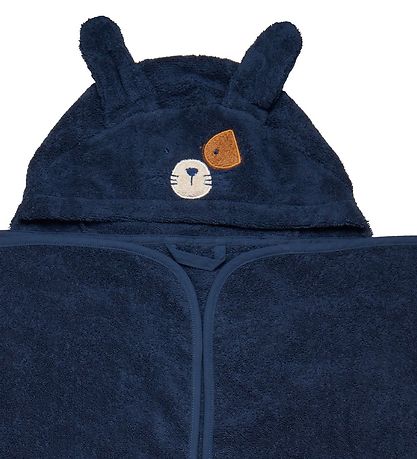 Pippi Baby Hooded Towel - 70x120 cm - Dress Blues w. Bear