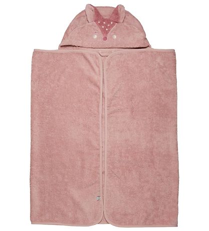 Pippi Baby Hooded Towel - 70x120 cm - Misty Rose w. Fox