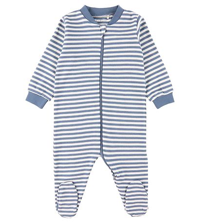 Fixoni Pyjamapak m. Voet - Gestreept - Blauw/Wit