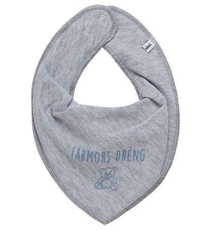 Pippi Teething Bib - Pointy - Grey Melange w. Grandma's Boy