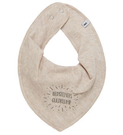 Pippi Teething Bib - Pointy - Sandshell w. Grandma's Gold Nugget