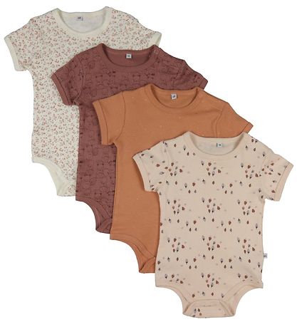 Pippi Baby Bodysuits k/æ - 4-Pack - Burlwood