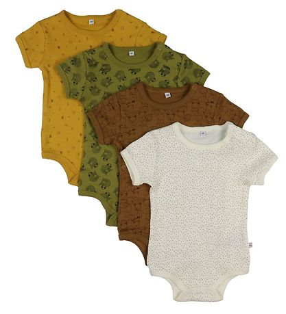 Pippi Baby Bodysuits k/æ - 4-Pack - Tinsel