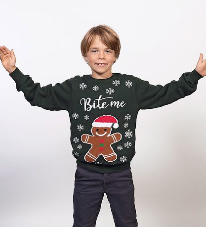 Jule-Sweater Bluses Pullover - Bite Me - Dunkelgrün