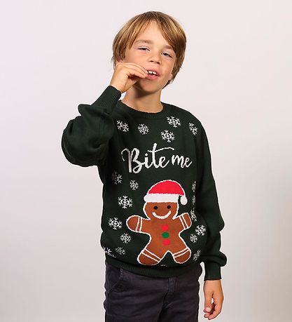 Jule-Sweater Bluses Pullover - Bite Me - Dunkelgrün