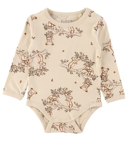 Fixoni Romper w. Bodysuit l/s - Sheer Bliss/Beige w. Bears