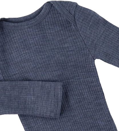 Smallstuff Bodysuit l/s - Wool - Denim Melange