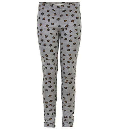 Minymo Leggings - 2er-Pack - Graumeliert meliert/Leopard