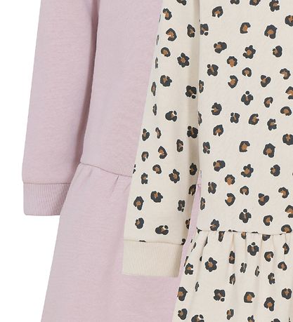 Minymo Kleid - 2er-Pack - Violet Ice/Elfenbein m. Leopard