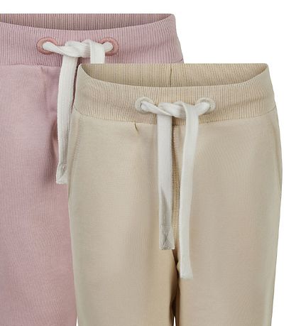 Minymo Jogginghosen - 2er-Pack - Violet Ice/Elfenbein