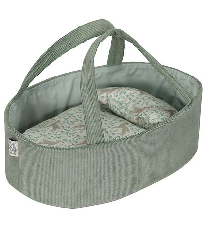 MaMaMeMo Burðarrúm fyrir dúkku - Flauel - 35 cm - Myntugrænt