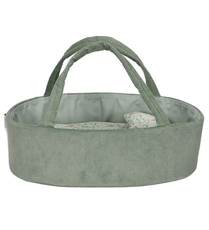 MaMaMeMo Burðarrúm fyrir dúkku - Flauel - 35 cm - Myntugrænt