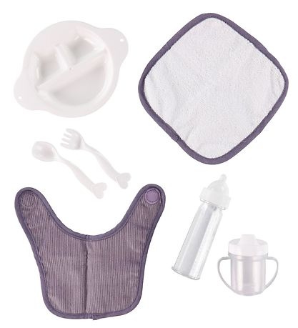 MaMaMeMo Doll Dinner Set I Bag - 8 Parts - Corduroy - Lavender