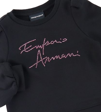 Emporio Armani Sweatshirt - Sort m. Pink/Strassstein