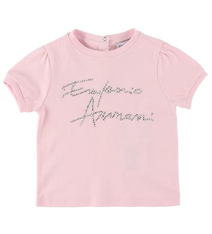 Emporio Armani Stuttermabolur - Bleikt M. Silfur/Rhinestone
