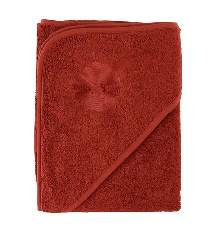 Nørgaard Madsens Baby towel - 100x100 cm. - Dusty Red w. Bloom