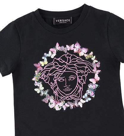 Versace T-shirt - Medusa Bow Tie - Black/Pink