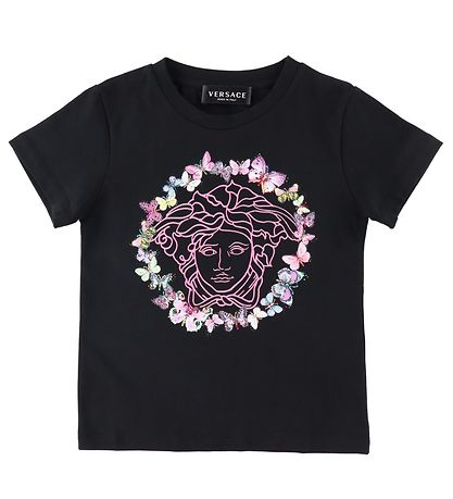 Versace T-shirt - Medusa Bow Tie - Black/Pink