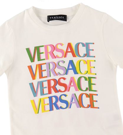 Versace Stuttermabolur - Hvítur M. Marglitað/Bleikt