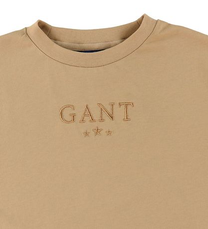 GANT Stuttermabolur - Stjörnur - Dark Möndlu