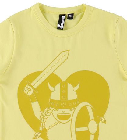 Danef T-shirt - Rainbow Ringer - Yellow w. Little Warrior