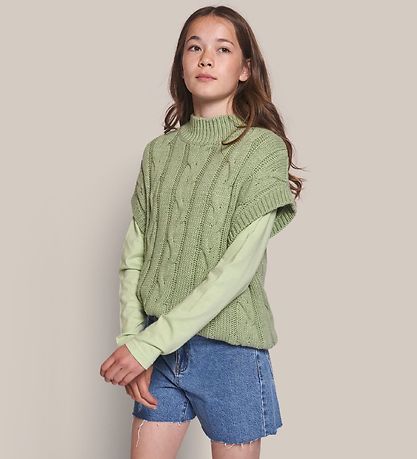 Grunt Väst - Stickad - Brie - Light Green