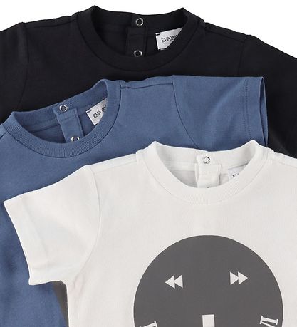 Emporio Armani Stuttermabolur - 3 Pakki - Blár/Hvítur/Dökkblátt 