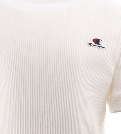 Champion Fashion Stuttermabolur - Rib - Hvítur