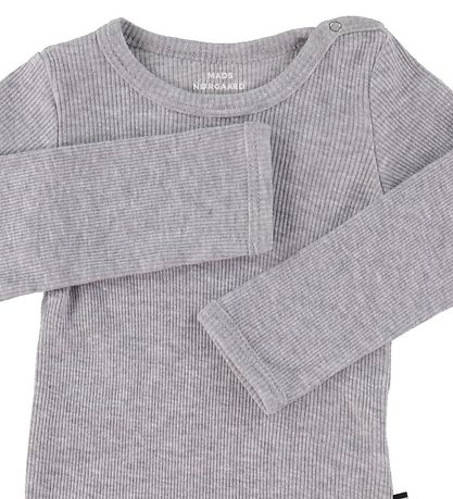 Mads Nørgaard Romper l/s - Rib - Grijs Gevlekt