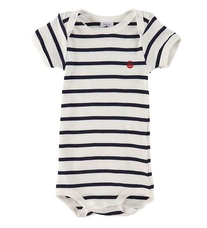 Petit Bateau Bodysuits s/s - 3-Pack - White/Navy Striped