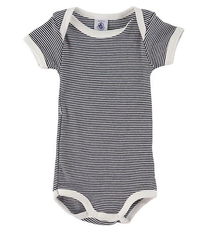 Petit Bateau Bodys k/ - 3er-Pack - Wei/Navy Gestreift