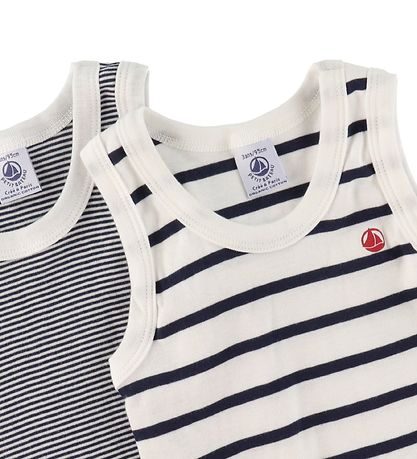 Petit Bateau Undershirt - 2-Pack - White/Navy Striped