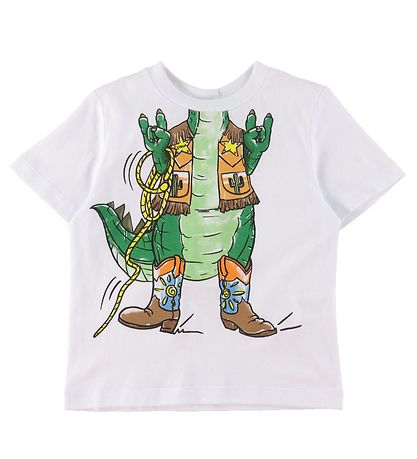 Stella McCartney Kids T-Shirt - Weiß m. Krokodil/Sheriff
