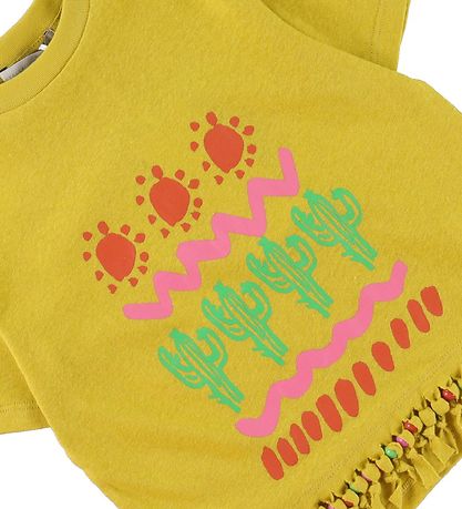Stella McCartney Kids T-shirt - Mustard Yellow w. print/Fringes