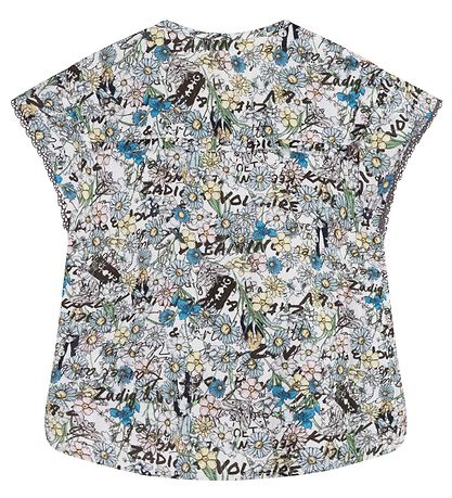 Zadig & Voltaire Topp - Happy - Ljusblå m. Blommor