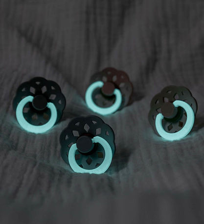 BIBS Bohemia Glowing Pacifiers - 2-Pack - Size 2 - Round - Sage/