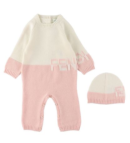 Fendi Jumpsuit/Beanie - Wool - White/Pink