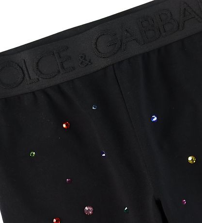Dolce & Gabbana Leggings - Light - Sorte m. Strassstein