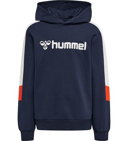 Hummel Kapuzenpullover - hmlBugge - Black Iris m. Weiß/Orange