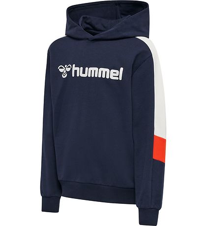 Hummel Kapuzenpullover - hmlBugge - Black Iris m. Weiß/Orange