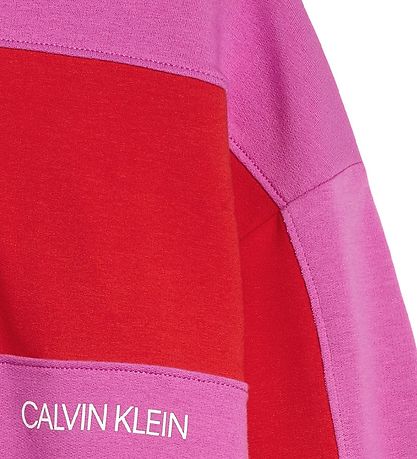 Calvin Klein Hettupeysa - Colour Block - Lucky Bleikt/Rtstj