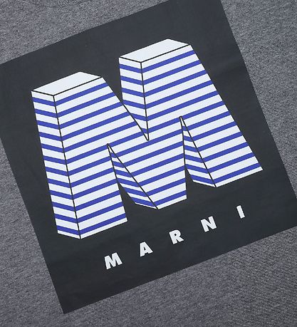 Marni T-Shirt - Dunkelgrau-Meliert m. Print