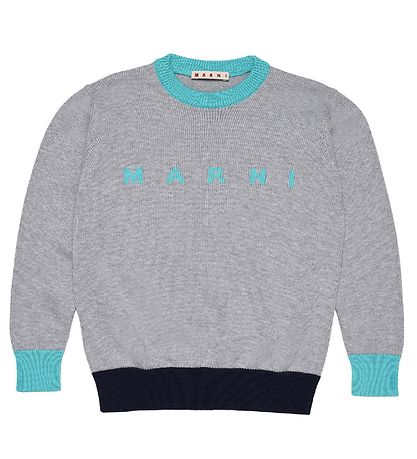 Marni Pullover - Strick - Graumeliert meliert/Türkis
