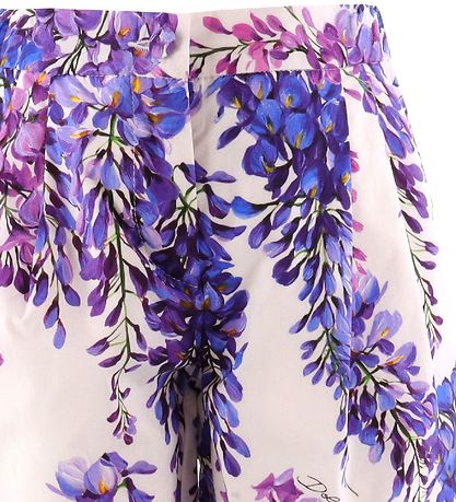 Dolce & Gabbana Byxor - Renaissance - Vit/Lila m. Blommor