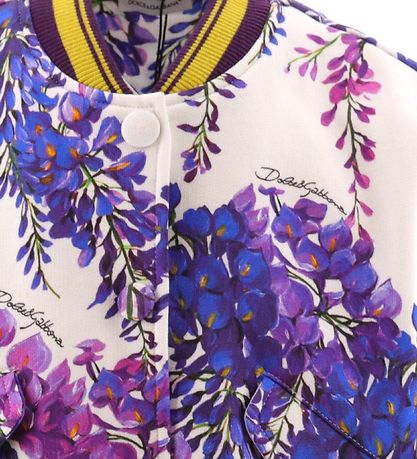 purple and white cardigan