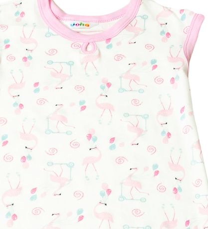 Joha Nachthemden - Bambus - Weiß m. Flamingo